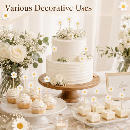 100 Pcs Daisy Floral Cocktail Picks for Fruit & Party Decor