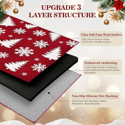 Red Snowflake Christmas Rug 3x5 Washable Non-Slip Holiday Carpet for Bedroom
