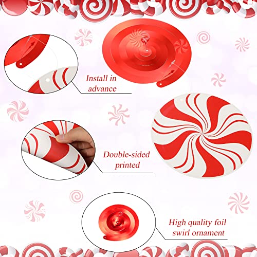 Christmas Peppermint Candy Hanging Decorations - Red & White Streamers, 54 Pcs Holiday Party Decor