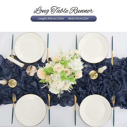 Navy Blue Cheesecloth Table Runner 20 Pack - 10ft Rustic Wedding Party Decor