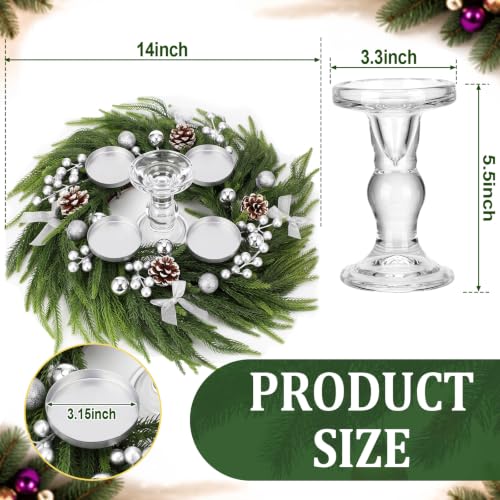 Silvery Norfolk Pine Christmas Advent Wreath with Berries & Ribbon - Ring Variation