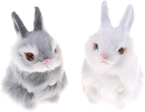 GUDVES Mini Realistic Plush Rabbit Toy - Lifelike Easter Bunny Decoration, White