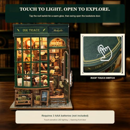 Miniature Bookstore DIY Kit with LED Light – Craft Model for Adults
