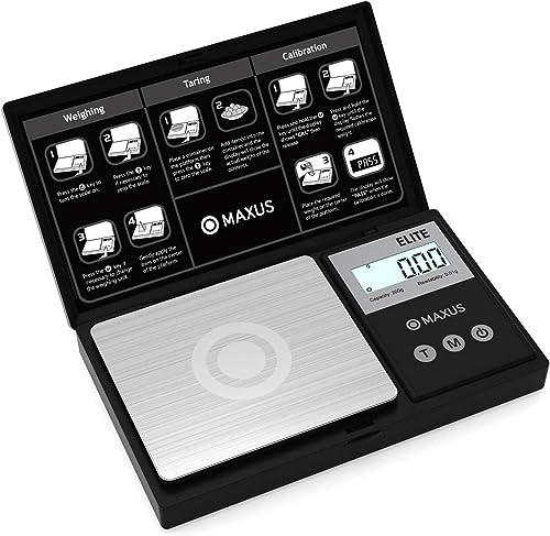 MAXUS Precision Pocket Scale 500g x 0.01g, Digital Gram Scale with Tray, Small Food Scale, Jewelry Scale, Ounces Grains Scale with Backlit LCD