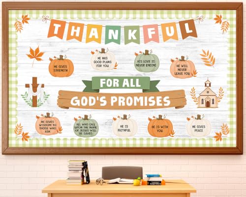 Religious Fall Bulletin Board Set for Classroom Thanksgiving Decor - Christian Autumn