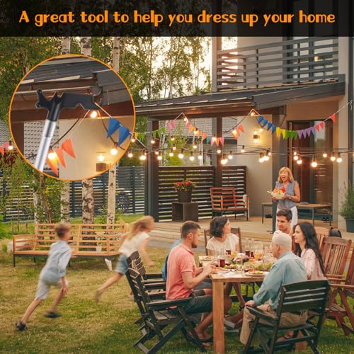 24Ft Telescopic Extension Pole with Hook for Christmas Lights - Aluminum