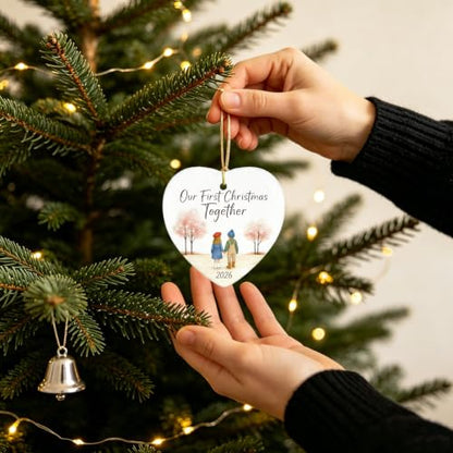 First Christmas Together Heart Ceramic Ornament - Couple Holiday Keepsake - Variation: Together