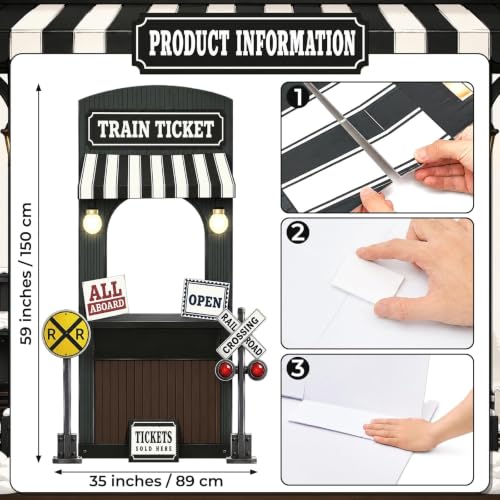 Classic 5 FT Express Train Ticket Station Cardboard Cutout Backdrop - Vintage Railway Scene for Parties