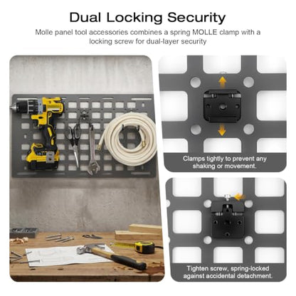 Heavy Duty Molle Panel Hook with Dual Rubber-Coated Hooks - 2 Pack