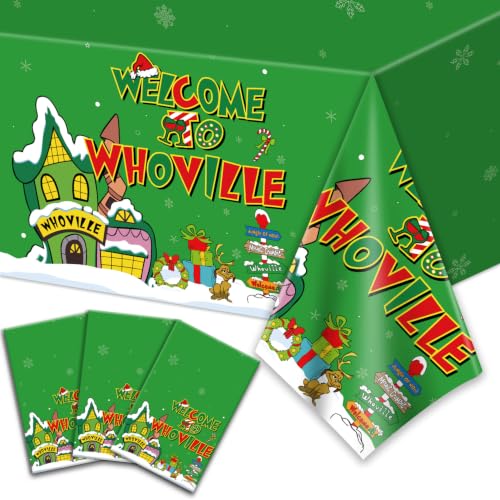 3-Pack Christmas Tablecloths 108x54 Inch Waterproof Holiday Party Decor