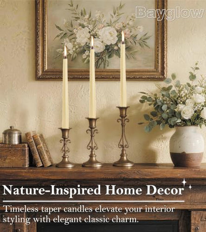 Ivory Taper Candles - 12 Pack, 10 Inch Unscented Dripless Home Decor