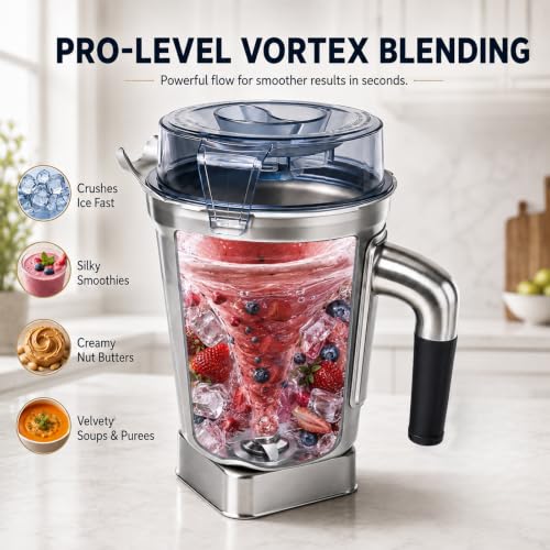 64 Oz Stainless Steel Blender Replacement Pitcher for Ascent Series