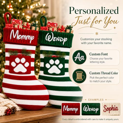 Personalized Hanging Pet Stockings on Christmas Tree & Family Decor - Style 01