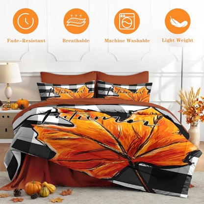 Fall Comforter Set with Sheets - 7 Piece Farmhouse Bedding Set