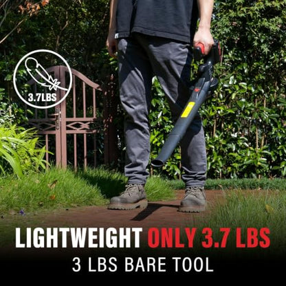 MZK 20V Cordless Leaf Blower - Red, Lightweight, Battery-Powered Yard Cleaner