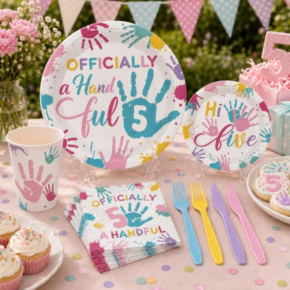 Officially a Handful 5th Birthday Party Decorations - Girl, 16 Pieces, 5th Variation