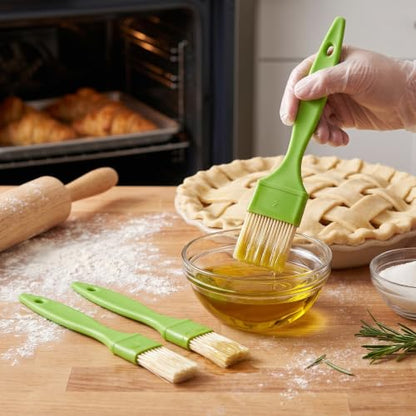 3-Piece Pastry & Basting Brush Set for Baking, Grilling, Cooking