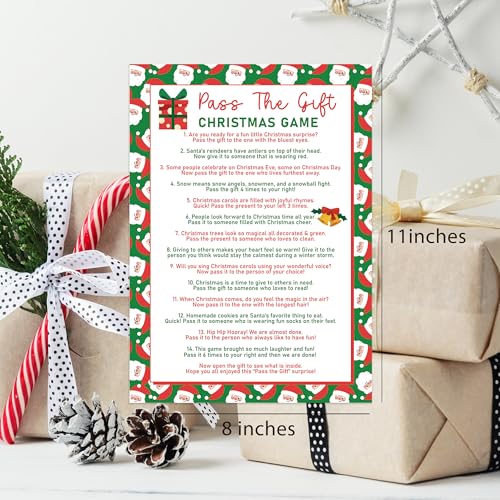 Christmas Pass The Gift Game - Family Party Holiday Fun, Reusable Card Set