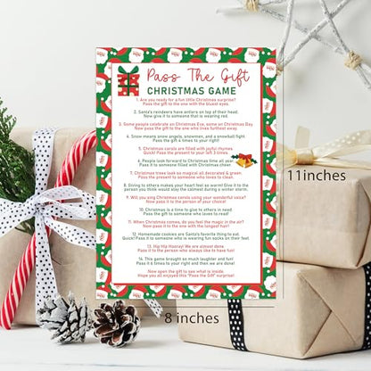 Christmas Pass The Gift Game - Family Party Holiday Fun, Reusable Card Set