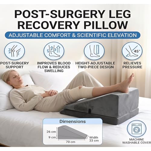 Adjustable Leg Elevation Pillow for Post Surgery Recovery - Non-Slip, Breathable Velvet Cover