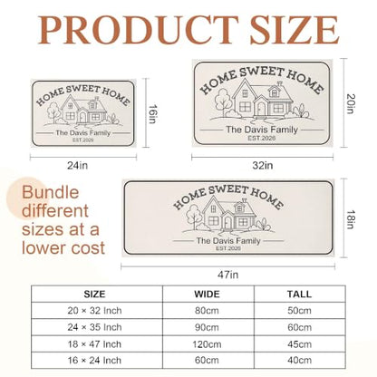 Personalized Front Door Mat - Custom Family Name Rug Set - Family Variation