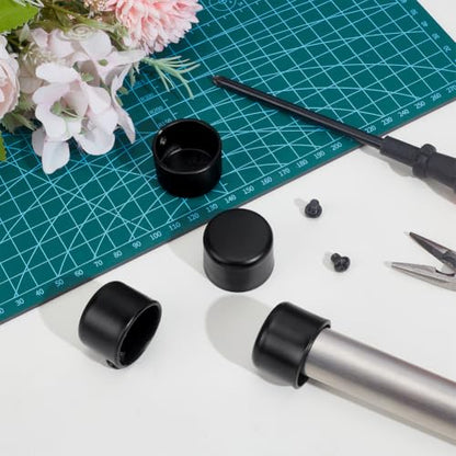Black Curtain Rod End Caps Fits 28.5mm/1.12" Poles - Iron Finials with Screw - Replacement for Roman Curtains & Closet Rods