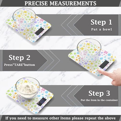 Food Scale Kitchen Scale Food Scales Digital Weight Grams and Ounces Small Electronic Food Scale for Baking Cooking Cute Daisy Star Flowers Rainbow