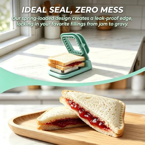 Square Crustless Sandwich Cutter and Sealer - Light Blue, Effortless 2-in-1 Bread Mold