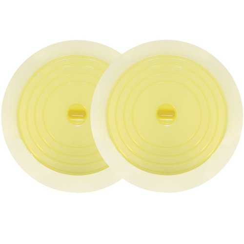 V-TOP Bathtub Drain Plug 2 Pack, 6 inches Large Silicone Tub Stopper Hair Stopper Flat Suction Cover for Kitchen Bathroom and Laundry (Yellow Transparent)