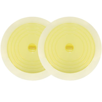 V-TOP Bathtub Drain Plug 2 Pack, 6 inches Large Silicone Tub Stopper Hair Stopper Flat Suction Cover for Kitchen Bathroom and Laundry (Yellow Transparent)