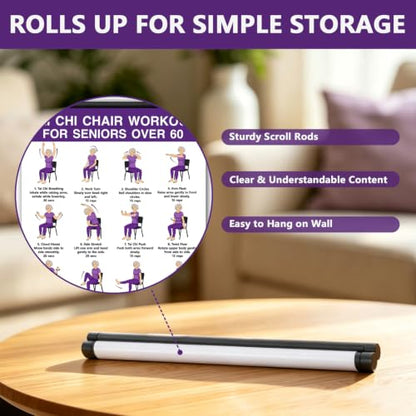 Tai Chi Chair Workout Chart for Seniors - Purple Wall Poster