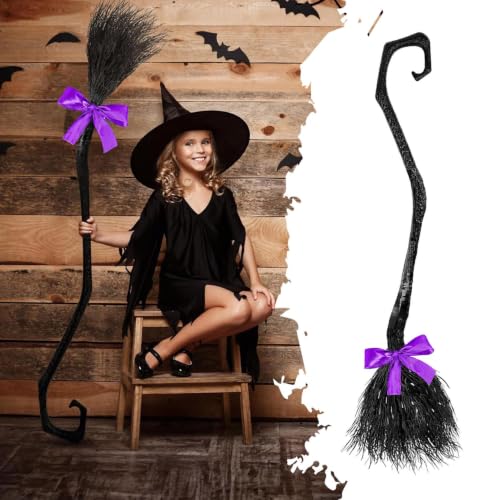 Halloween Witch Broom with Colorful Ribbons - Party Decor Prop