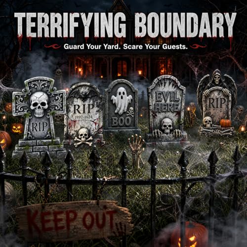 25-Inch Halloween Tombstones Graveyard Decorations Outdoor 5 Pack