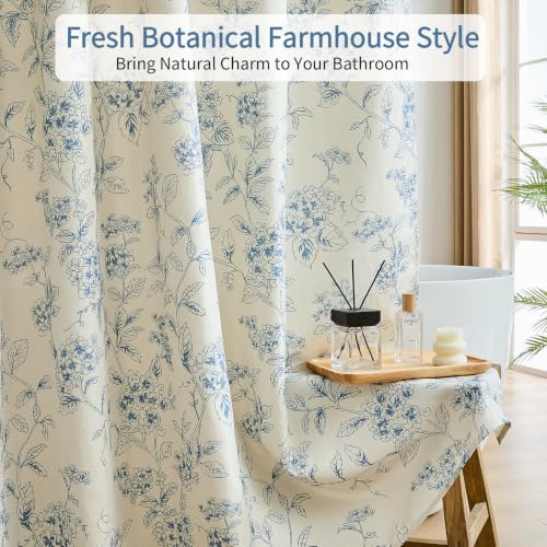 Warmstar Hydrangeas Blue Floral Shower Curtain Water-Resistant 72x72 Inches