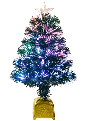 2ft Green Fiber Optic Christmas Tree with Stand - Artificial Holiday Tree