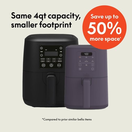Bella 4Qt Slim Air Fryer - EverGood™ Ceramic Nonstick, Adjustable Temp, 6 Cooking Presets, Plum Color