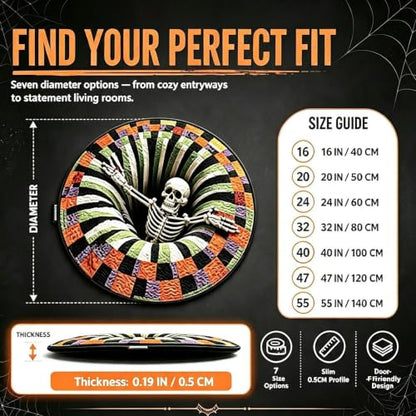 Halloween 3D Vortex Rug Ghost Skeleton Candy Corn Optical Illusion Non Slip Home Decor