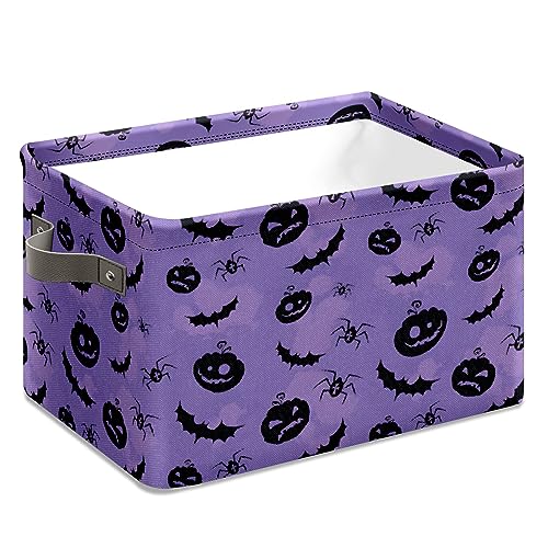 Andemie Halloween Bin Ghost Basket Large Foldable Storage Bin Cube Collapsible Organizer Trick or Treat Bags Candy Buckets for Halloween Parties