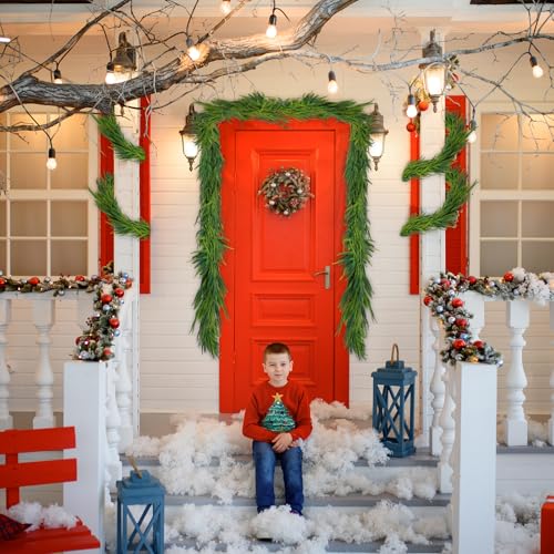 Norfolk Garland 9 Ft Artificial Greenery Christmas Decor - Set of 3 - Dense Real Touch Winter Pine