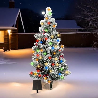 1 Pack Solar Christmas Tree Outdoor Lights with 100 LEDs - 8 Modes, Pine Cones & Berries