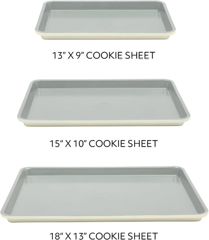 Sur La Table Cookie Sheet Set - Nonstick Carbon Steel Baking Pans (13, 15, 18 Inch) - Grey Easy-Clean Trays for Cookies & Roasting