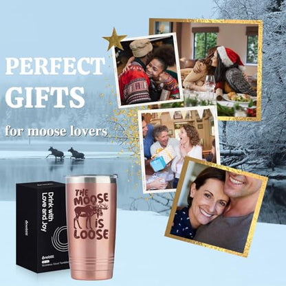 Onebttl The Moose Is Loose 20 oz Insulated Tumbler Gift for Moose Lovers - Includes Stainless Straw & Gift Box