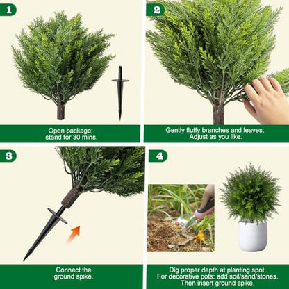 Artificial Cedar Topiary Balls 24.5 Inch Pack of 4 Outdoor Faux Trees