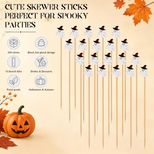 Ghost Halloween Cocktail Picks 200pcs Spooky Toothpick Food Decor