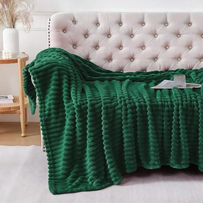 Christmas Green Throw Blanket for Couch Sofa 50x60 Inches - Striped Design