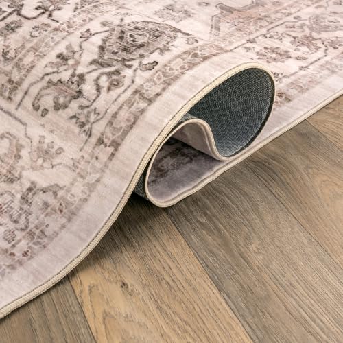 Rugshop Vintage Medallion Area Rug 2'x6' Cream Non-Slip Machine Washable Runner