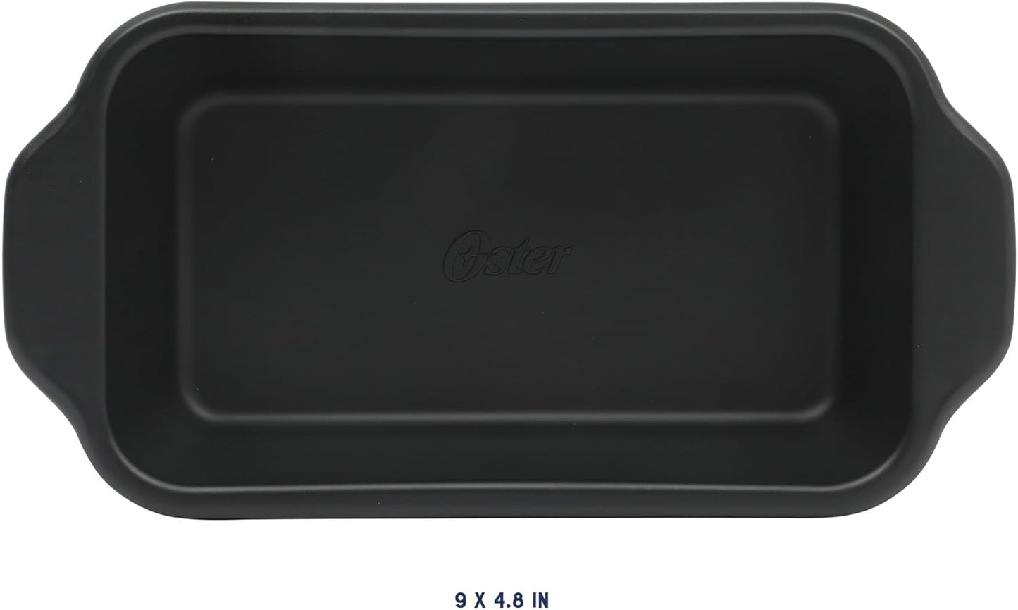 Oster Teston Nonstick Carbon Steel Loaf Pan - 9 x 5 Inch, PFAS-Free, Easy Release Bakeware, Matte Black