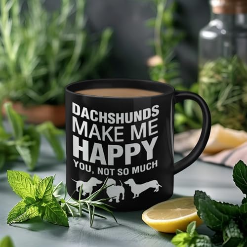 Dachshund Mug - DogsMakeMeHappy 11 Oz Ceramic Coffee Cup - Funny Gift