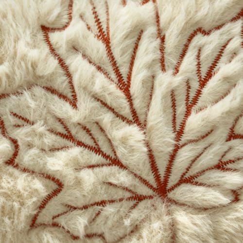 Fall Halloween 18x18 Inch Pillow Cover - Autumn Farmhouse Decor, Cozy Fluffy Throw Cushion with Maple Leaf Embroidery, Colorful, Pack of 1