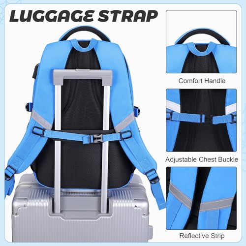 Blue 3-Piece Boys Backpack Set with Luminous Spider Design, Lunch Bag & Pencil Case